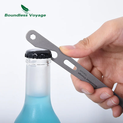 Boundless Voyage Titanium Camping Spoon with Bottle Opener 20cm Outdoor Flatware Ultralight Cutlery Portable Metal Utensils Ti1065T