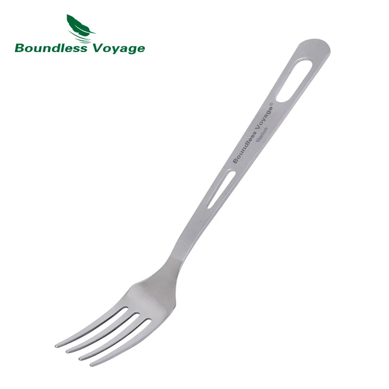 Boundless Voyage Titanium Camping Cutlery Lightweight Spoon Fork Spork Knife Outdoor Picnic Tableware, Travel Dinnerware for Hiking Backpacking Ti1043T