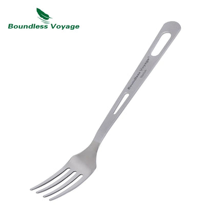 Boundless Voyage Titanium Camping Cutlery Lightweight Spoon Fork Spork Knife Outdoor Picnic Tableware, Travel Dinnerware for Hiking Backpacking Ti1043T