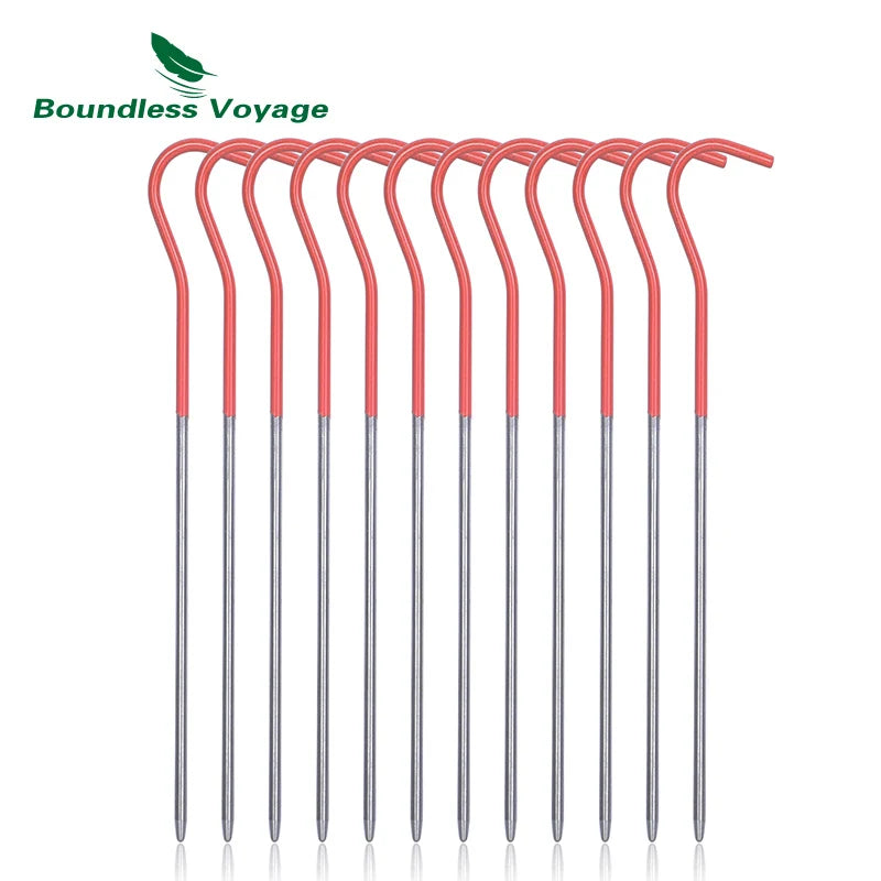 Boundless Voyage Titanium Tent Pegs Stakes 15cm/16.5cm Outdoor Camping Tent Nails Lightweight Elbow Grass Tent Pins
