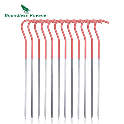 Boundless Voyage Titanium Tent Pegs Stakes 15cm/16.5cm Outdoor Camping Tent Nails Lightweight Elbow Grass Tent Pins