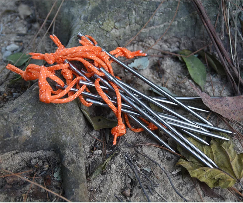 Titanium Pegs Camping Tent Stakes Heavy Duty Tent Nail Outdoor Picnic Tent Pin 4-8-12 pcs/lot