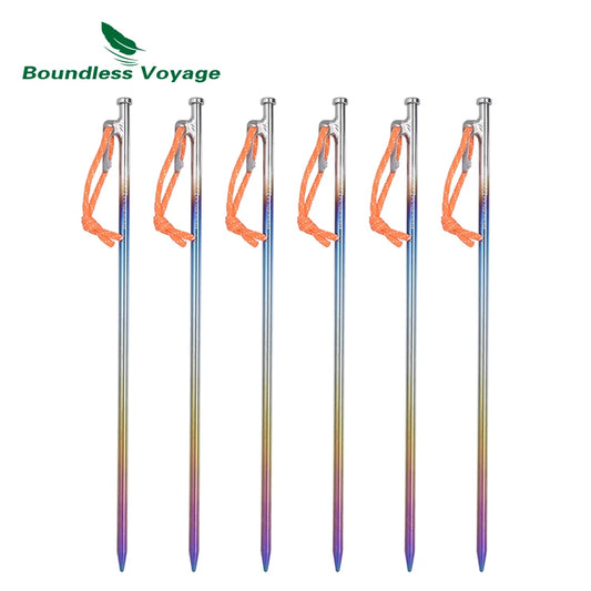 Boundless Voyage Titanium Alloy Tent Pegs Heavy Duty Metal Stakes for Hard Ground Camping Garden Fence & Net Fixing Durable Nail Ti4016P