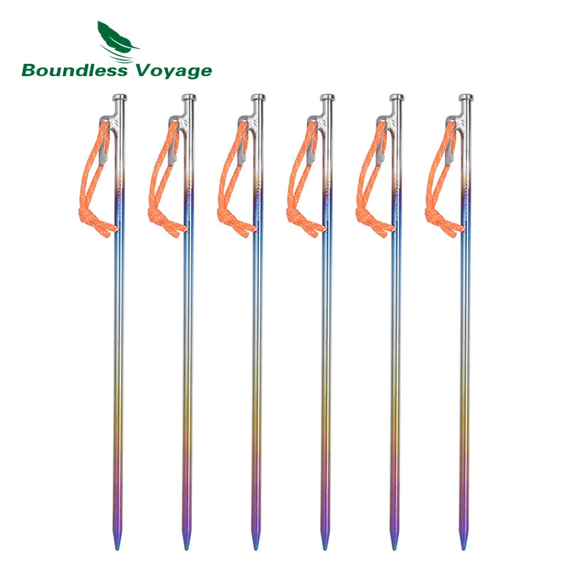 Boundless Voyage Titanium Alloy Tent Pegs Heavy Duty Metal Stakes for Hard Ground Camping Garden Fence & Net Fixing Durable Nail Ti4016P