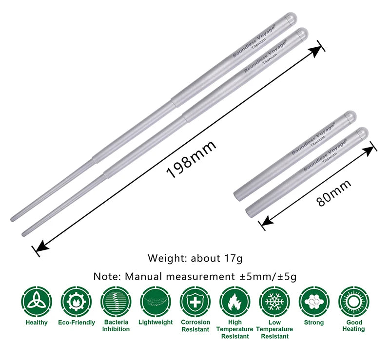 Boundless Voyage Titanium Chopsticks Camping Telescopic Chopsticks Portable Folding Tableware Outdoor Travel Picnic Food Cutlery