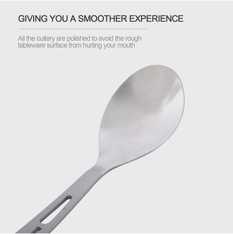 Boundless Voyage Titanium Camping Cutlery Lightweight Spoon Fork Spork Knife Outdoor Picnic Tableware, Travel Dinnerware for Hiking Backpacking Ti1043T