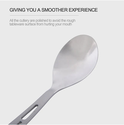 Boundless Voyage Titanium Camping Cutlery Lightweight Spoon Fork Spork Knife Outdoor Picnic Tableware, Travel Dinnerware for Hiking Backpacking Ti1043T