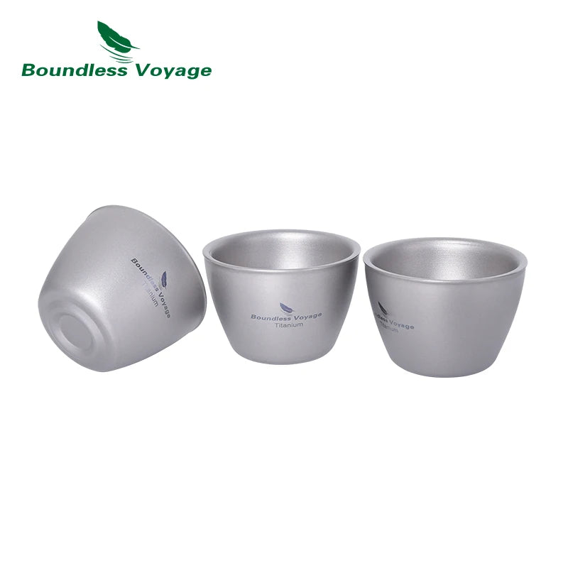 Boundless Voyage 40ml Titanium Tea Cups Mini Double-walled Sake Cup Wine Mug Outdoor Camping Tableware Durable Drinkware Ti3089D