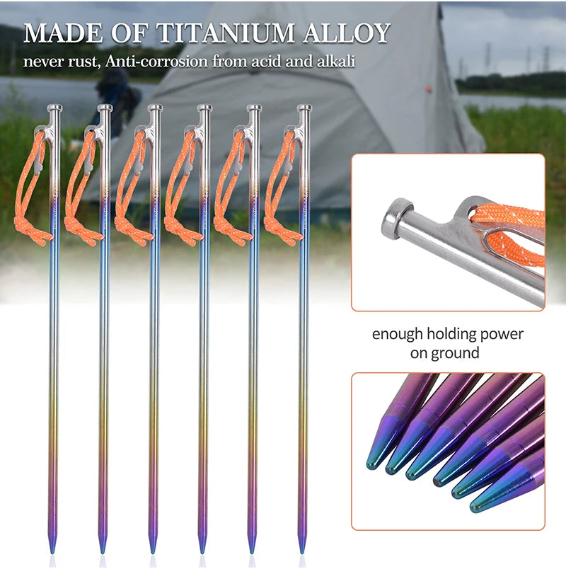 Boundless Voyage Titanium Alloy Tent Pegs Heavy Duty Metal Stakes for Hard Ground Camping Garden Fence & Net Fixing Durable Nail Ti4016P