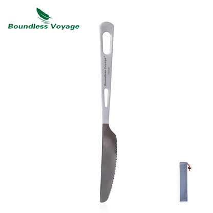 Boundless Voyage Titanium Camping Cutlery Lightweight Spoon Fork Spork Knife Outdoor Picnic Tableware, Travel Dinnerware for Hiking Backpacking Ti1043T