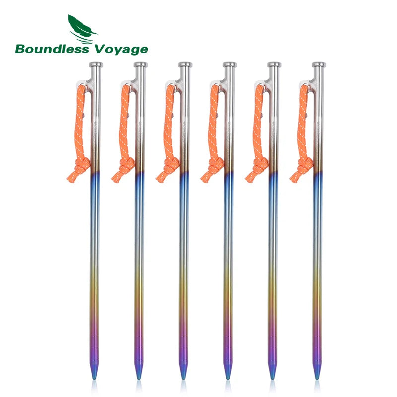 Titanium Tent Pegs 20-40cm Heavy Duty Camping Alloy Stakes for Hard Ground/Sand/Snow Ultra Lightweight Rustproof Druable Gear Ti4016P