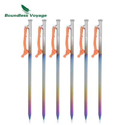 Titanium Tent Pegs 20-40cm Heavy Duty Camping Alloy Stakes for Hard Ground/Sand/Snow Ultra Lightweight Rustproof Druable Gear Ti4016P