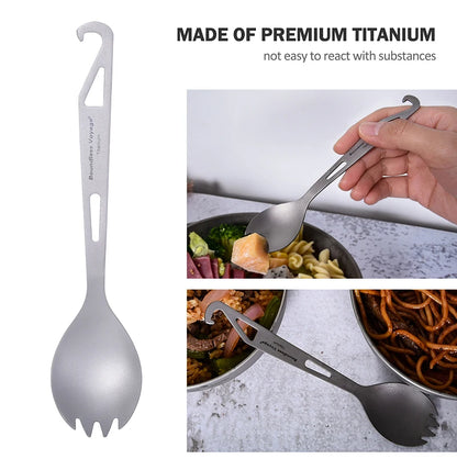 Boundless Voyage Titanium Spork Spoon with Bottle Opener 3 in 1 Outdoor Tableware Camping Cutlery Picnic Portable Flatware Ti1058T