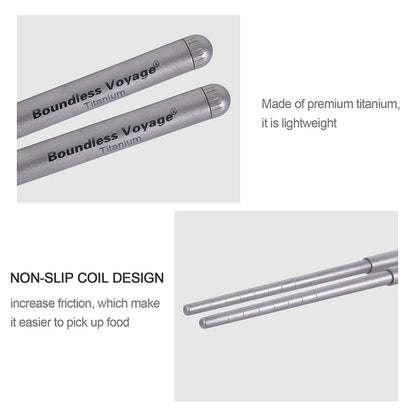 Boundless Voyage Titanium Chopsticks Camping Telescopic Chopsticks Portable Folding Tableware Outdoor Travel Picnic Food Cutlery