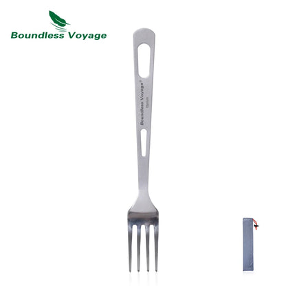 Boundless Voyage Titanium Camping Cutlery Lightweight Spoon Fork Spork Knife Outdoor Picnic Tableware, Travel Dinnerware for Hiking Backpacking Ti1043T