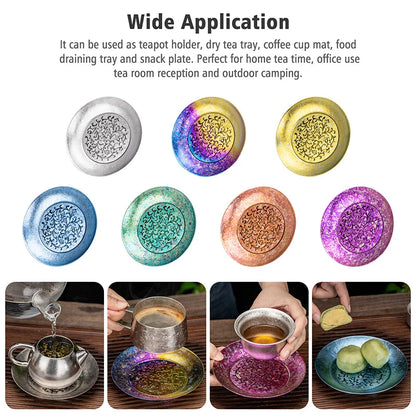 Boundless Voyage Titanium Cup Saucer, Detachable Drainage Coaster, Lightweight Tea Coffee Tray 13cm Plate for Camping Hiking Ti3201D