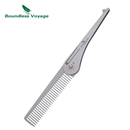Titanium Foldable Comb Ultra Lightweight Travel Hair Comb, Anti-Static & Portable Pocket Comb for Men Women Ti9011A