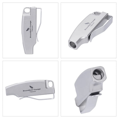 Boundless Voyage 120dB Titanium Survival Whistle Compact Emergency Safety Whistle Ultralight Whistles for Outdoor Hiking Camping Ti9028O