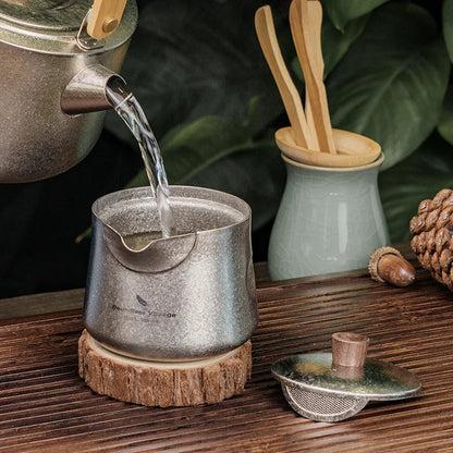 Titanium Double-Layer Tea Maker Indoor Outdoor Tea Bowl Cups Set