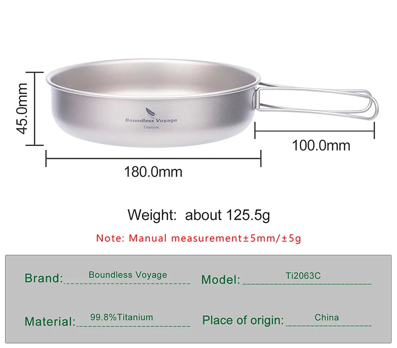 Titanium Frying Pan Camping Pan