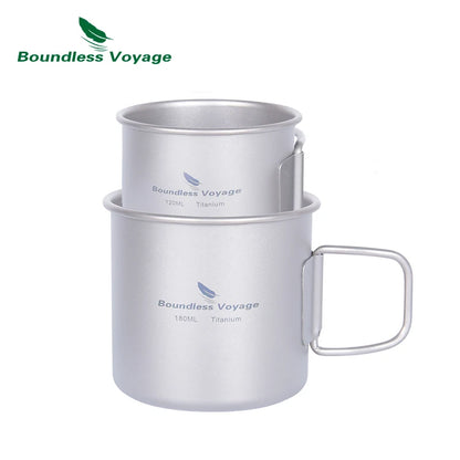 Boundless Voyage Titanium Mini Coffee Cup Espresso Cup Ultralight 120ml & 180ml Tea Cup Wine Mug Outdoor Camping Drinkware Ti3053D