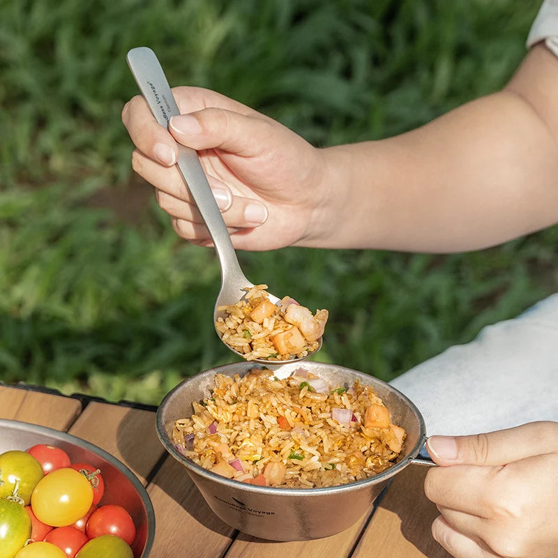 Boundless Voyage Camping Titanium Cutlery Set Outdoor Utensils Long Handle Soup Spoon Fork Chopsticks Ultralight Metal Tableware Ti1070T