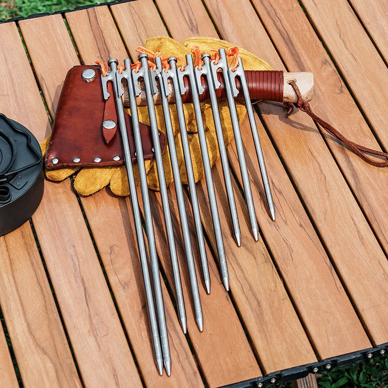 Titanium Alloy Tent Pegs Heavy Duty Nails Camping Stakes Hard Ground Pins 20cm 24cm 30cm 35cm 40cm
