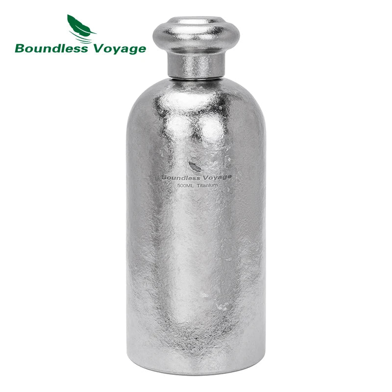 Boundless Voyage 500ml Titanium Flask Leakproof Narrow Mouth Portable Liquor Wine Bottle for Travel Camping Hiking, Non-coating Ti3268A