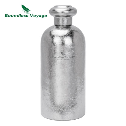 Boundless Voyage 500ml Titanium Flask Leakproof Narrow Mouth Portable Liquor Wine Bottle for Travel Camping Hiking, Non-coating Ti3268A