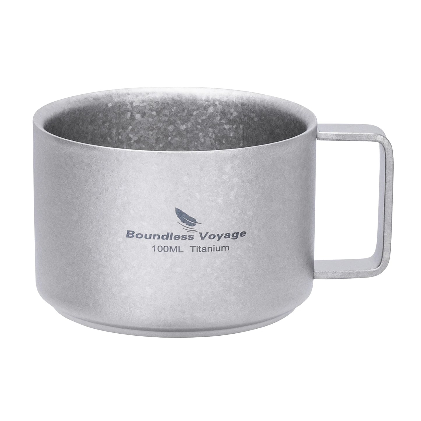 Boundless Voyage Titanium Espresso Cup 100ml Mini Double Wall Tea Coffee Mug Druable Metal Drinkware for Travel Home Office Ti3085D