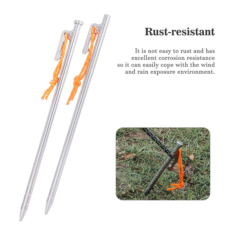 Titanium Alloy Tent Pegs Heavy Duty Nails Camping Stakes Hard Ground Pins 20cm 24cm 30cm 35cm 40cm