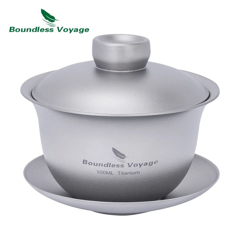 Boundless Voyage 100ml Titanium Gaiwan Traditional Chinese Kung Fu Tea Set with Lid Heat-Resistant Double-Walled Tea Bowl