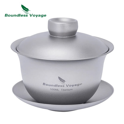 Boundless Voyage 100ml Titanium Gaiwan Traditional Chinese Kung Fu Tea Set with Lid Heat-Resistant Double-Walled Tea Bowl