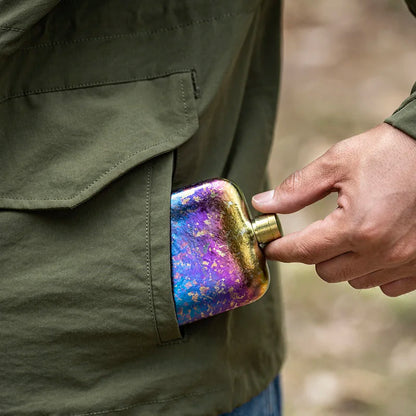 Boundless Voyage 170ml Titanium Hip Flask Liquor Flask Outdoor Travel Camping Ultralight Leakproof Pocket Wine Bottle for Whiskey Vodka Rum Ti3263D