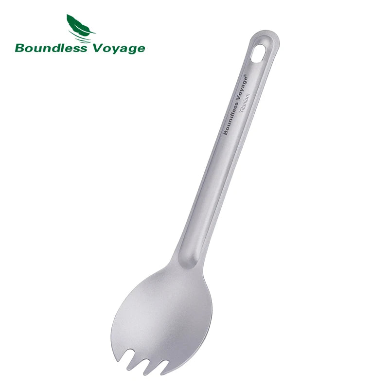 Titanium Spoon Spork Camping Tableware Lightweight Outdoor Travel Flatware Backpacking Hiking Portable Utensils for Kitchen Ti1036T