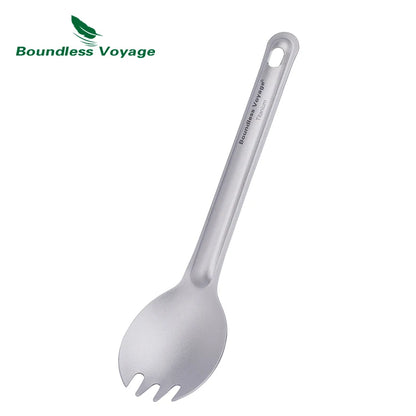 Titanium Spoon Spork Camping Tableware Lightweight Outdoor Travel Flatware Backpacking Hiking Portable Utensils for Kitchen Ti1036T