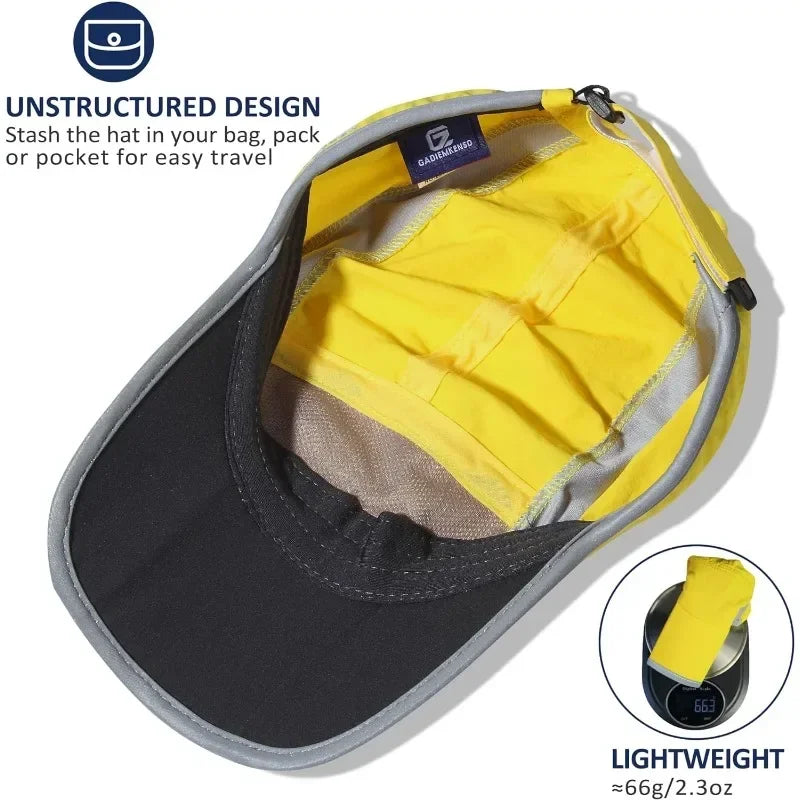 GADIEMKENSD Reflective Folding Outdoor Hat Unstructured Design UPF 50+ Sun Protection Sport Hats for Womens and Mens