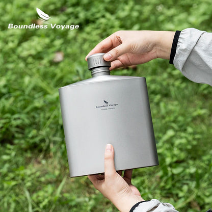 Boundless Voyage Titanium Flask 1.4L Water Bottle Leak-Proof Anti-Slip Cap Ultra-Lightweight & Durable for Camping Hiking Travel Ti3008D