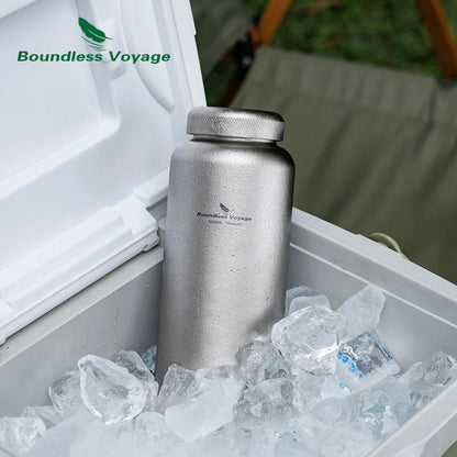 carrying-titanium-water-bottle-on-hiking-backpack