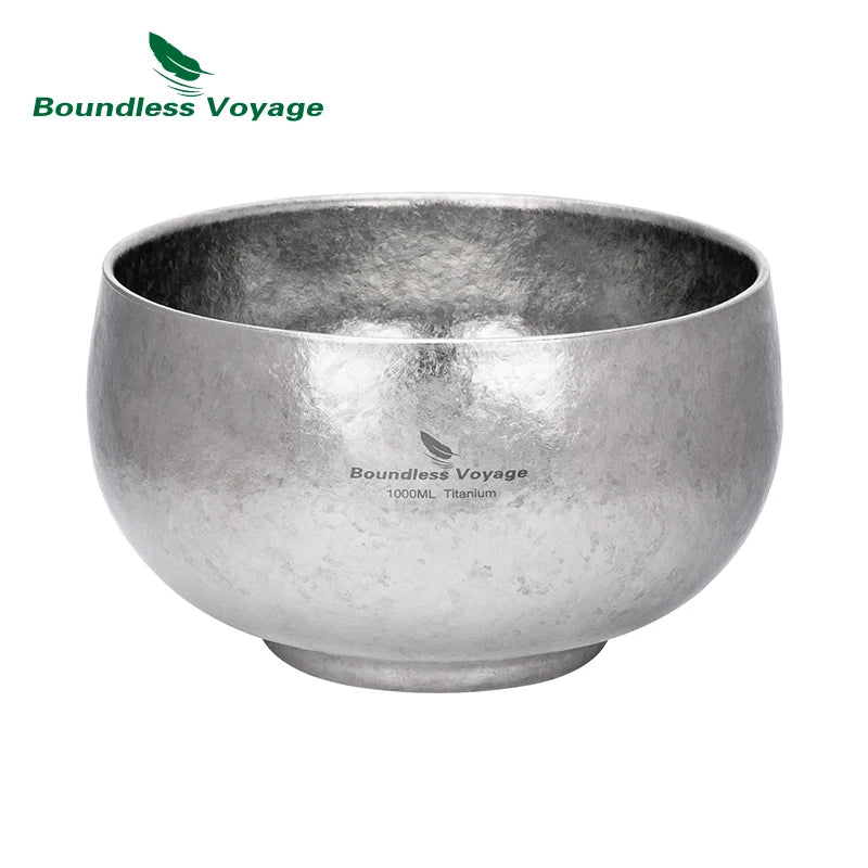 Boundless Voyage Titanium Camping Bowl 380ml/950ml/2L Round Double Walled Bowl Lightweight Tableware for Outdoor Hiking Home Ti1167D