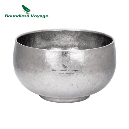 Boundless Voyage Titanium Camping Bowl 380ml/950ml/2L Round Double Walled Bowl Lightweight Tableware for Outdoor Hiking Home Ti1167D