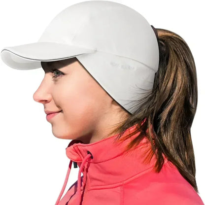 GADIEMKENSD Women's Winter Fleece Ponytail Hat Reflective Baseball Cap with Drop down Ear Warmers Golf Sports Cap M24