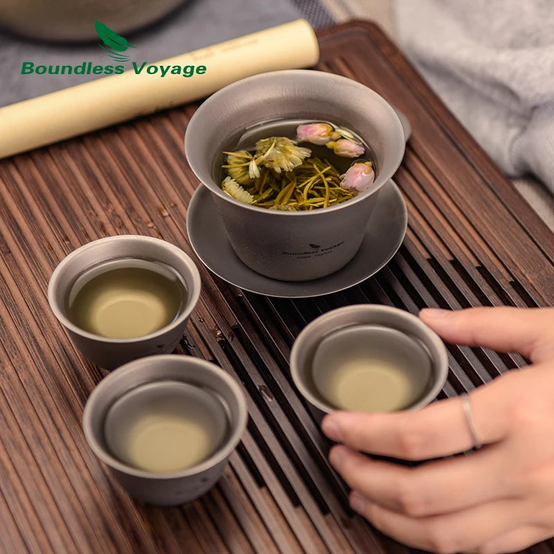 Titanium Gaiwan Kung Fu Tea Cup and Saucer with Lid
