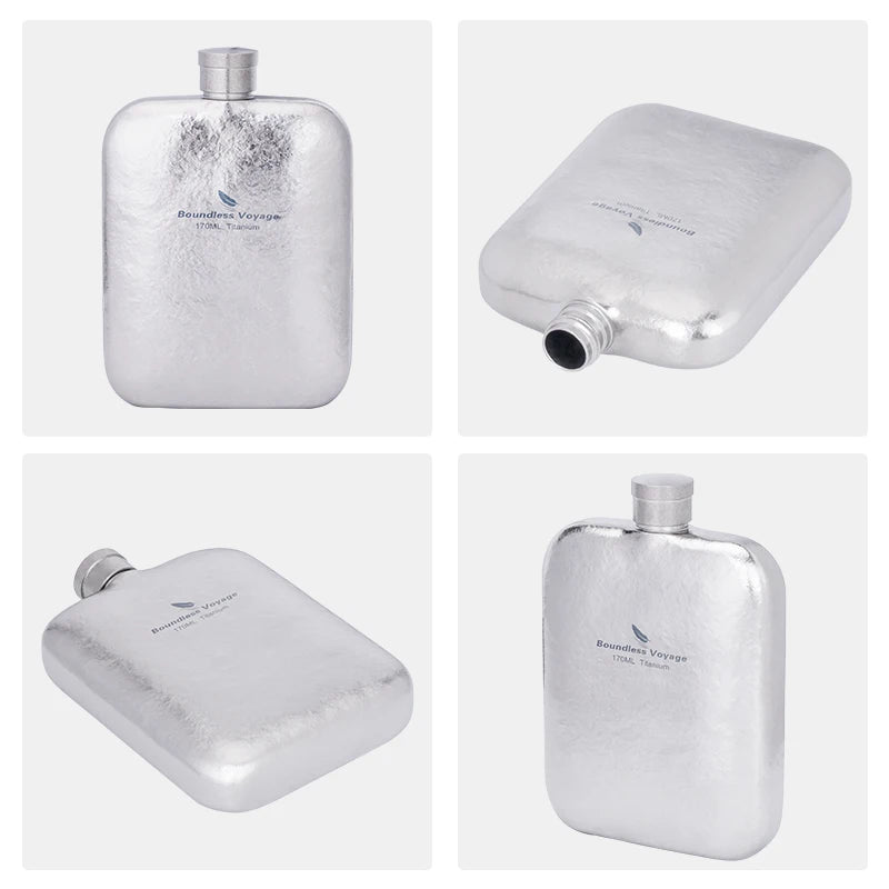 Boundless Voyage 170ml Titanium Hip Flask Liquor Flask Outdoor Travel Camping Ultralight Leakproof Pocket Wine Bottle for Whiskey Vodka Rum Ti3263D