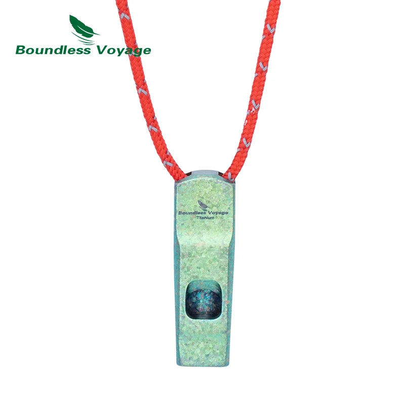 Boundless Voyage Titanium Whistle 120dB Emergency Survival Safety Gear Camping Loud Signal Whistle with Lanyard Ti9020O