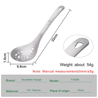 Boundless Voyage Titanium Slotted Spoon Ultralight Kitchen Strainer for Cooking, Noodles, Salad & Hot Pot Fried Food Colander Ti1038A