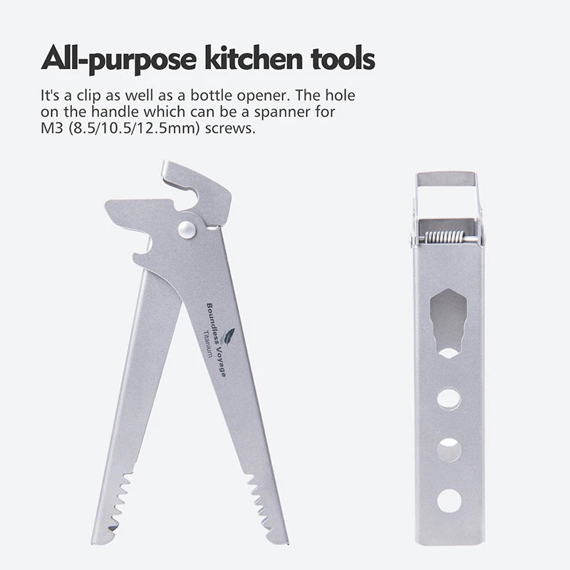 Boundless Voyage Titanium Hot Plate Gripper Anti-Scalding Bowl Dish Clips Non-Slip Tongs Clamp Multifunctional Kitchen Tool Ti1015T