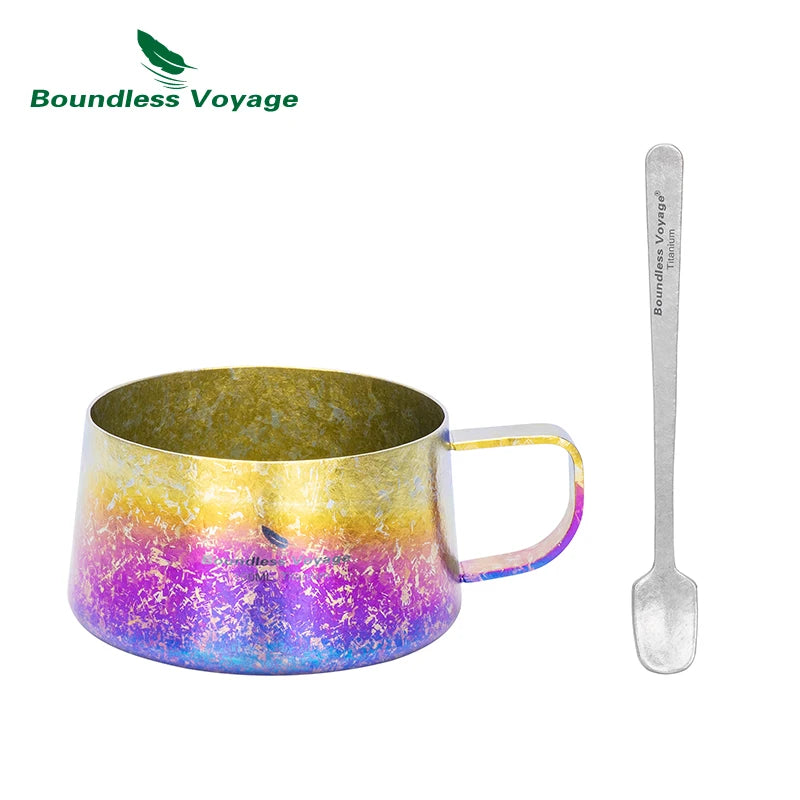Boundless Voyage Double Wall Titanium Mug With Spoon 75/100/200ml Mini Espresso Tea Cup Ultralight Camping Portable Tableware Ti3088C
