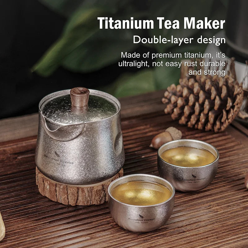 Titanium Double-Layer Tea Maker Indoor Outdoor Tea Bowl Cups Set