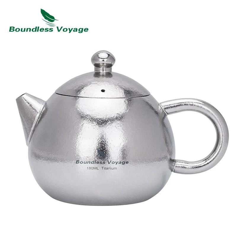Boundless Voyage Titanium Teapot 180ml, Lightweight Loose Leaf Tea Pot with Anti-Scald Handle Tea Maker for Home Office Camping Ti3111D